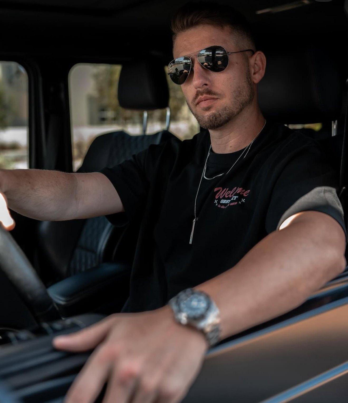 Brian Porter in a car